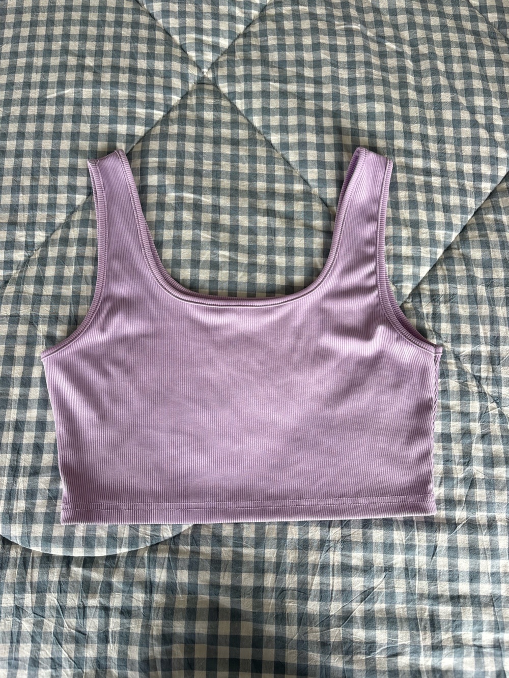 SHEIN Lavender Ribbed Scoop Neck Crop Tank